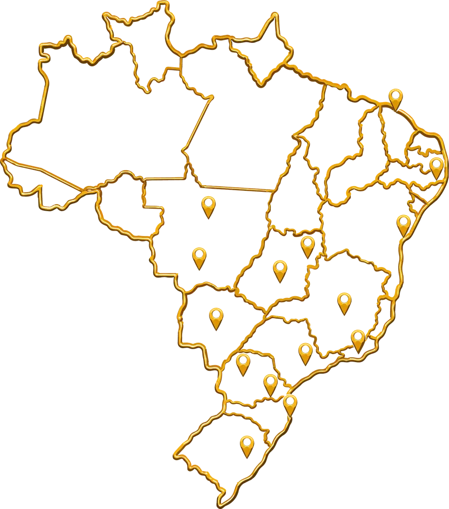 Mapa do Brasil representando a atuação nacional da EX Soluções Tributárias